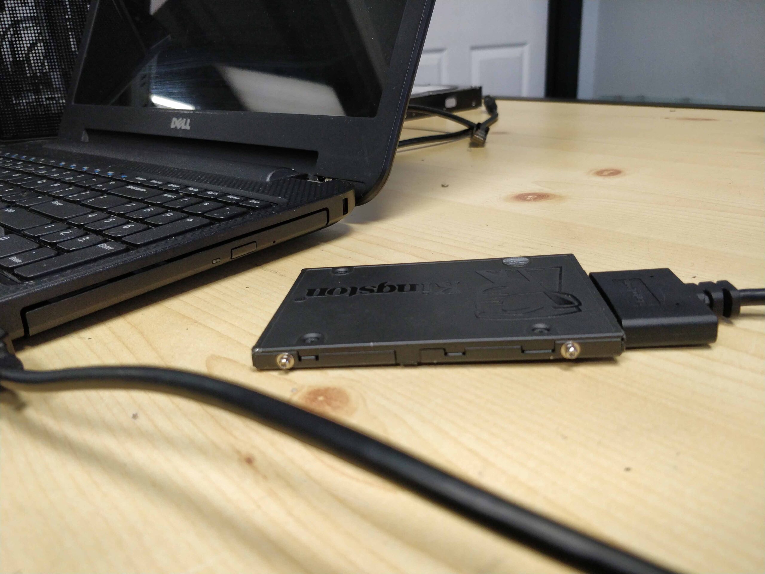 SSD connected to a laptop.