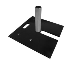 18" X 18" EXTRA HEAVY SLIP FIT BLACK BASE 35 LB W/STACKING SLOT 2" x 9" PIN WITH SCREW